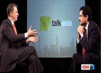 Kumar Mangalam Birla with Andrew Stevens on CNN's Talk Asia programme in Mumbai